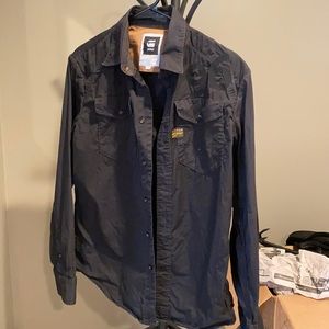 G-Star button down long sleeved black shirt.
